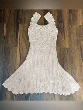 Freshman 1969 crochet midi dress in a pretty light peachy color